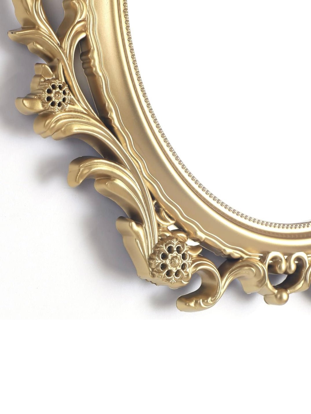 Floral pattern oval wall light weight plastic mirror - Wapas