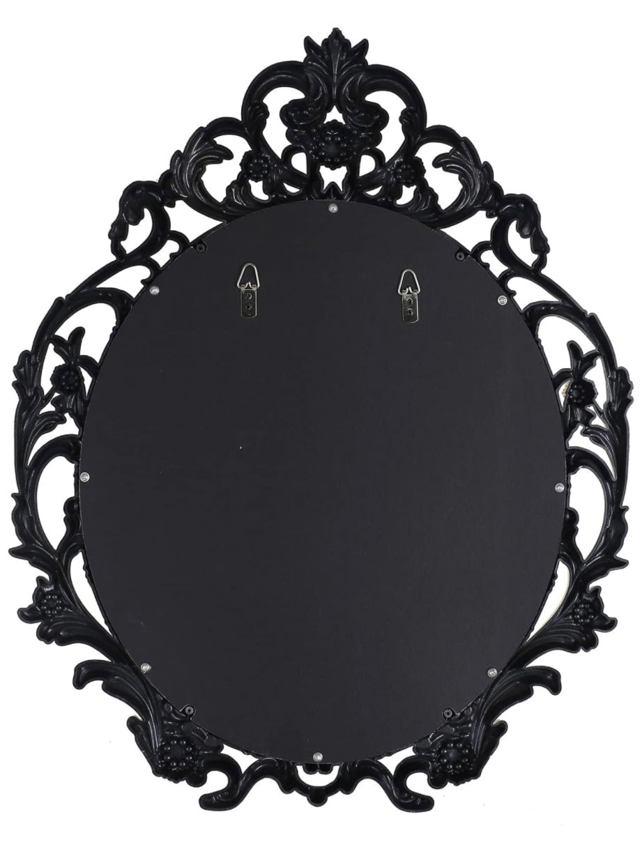 Floral pattern oval wall light weight plastic mirror - Wapas