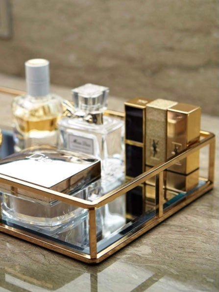 Gold metallic and glass box / tray - Wapas