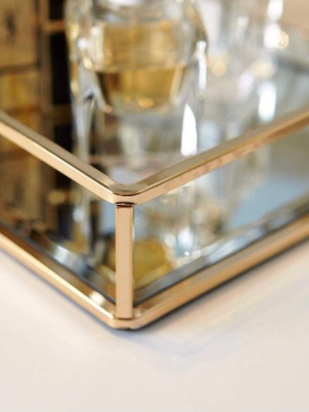 Gold metallic and glass box / tray - Wapas