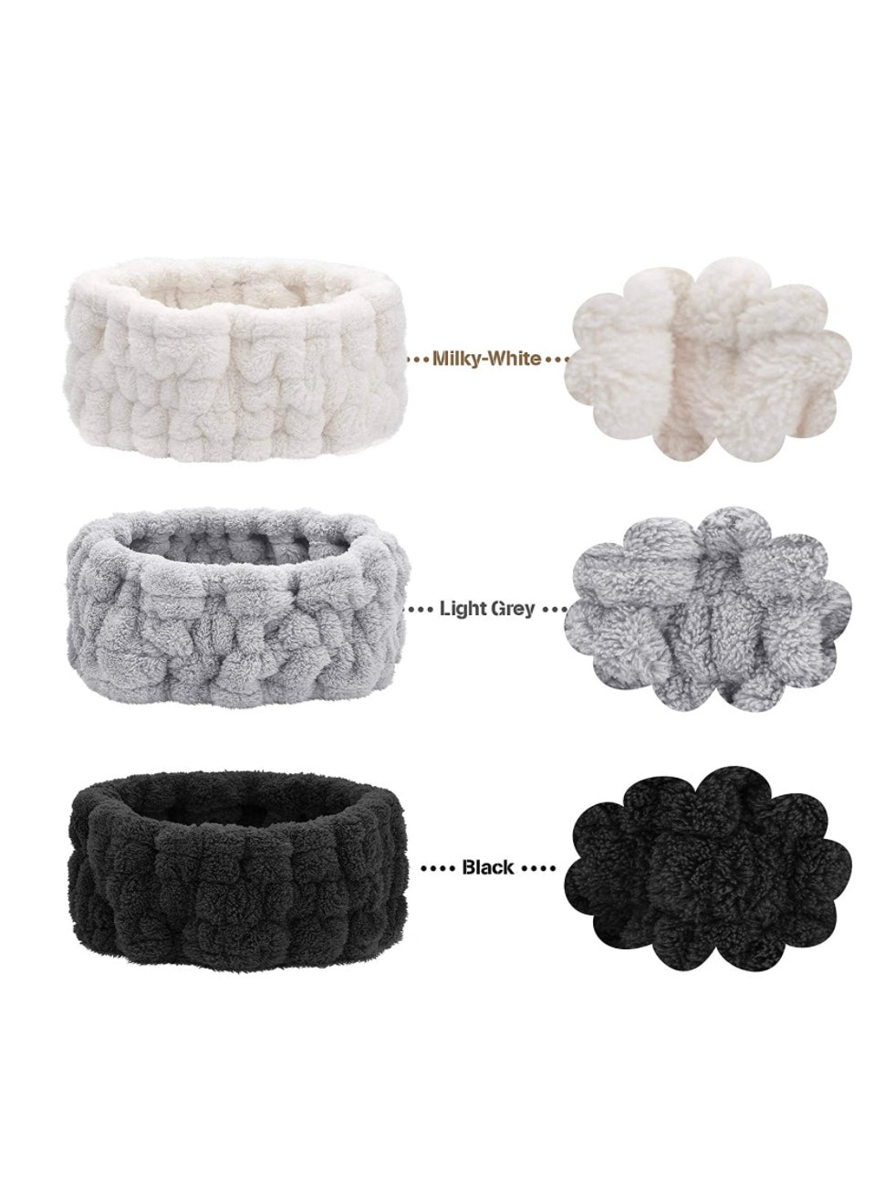 Gray, black and white padded facial headband - Wapas