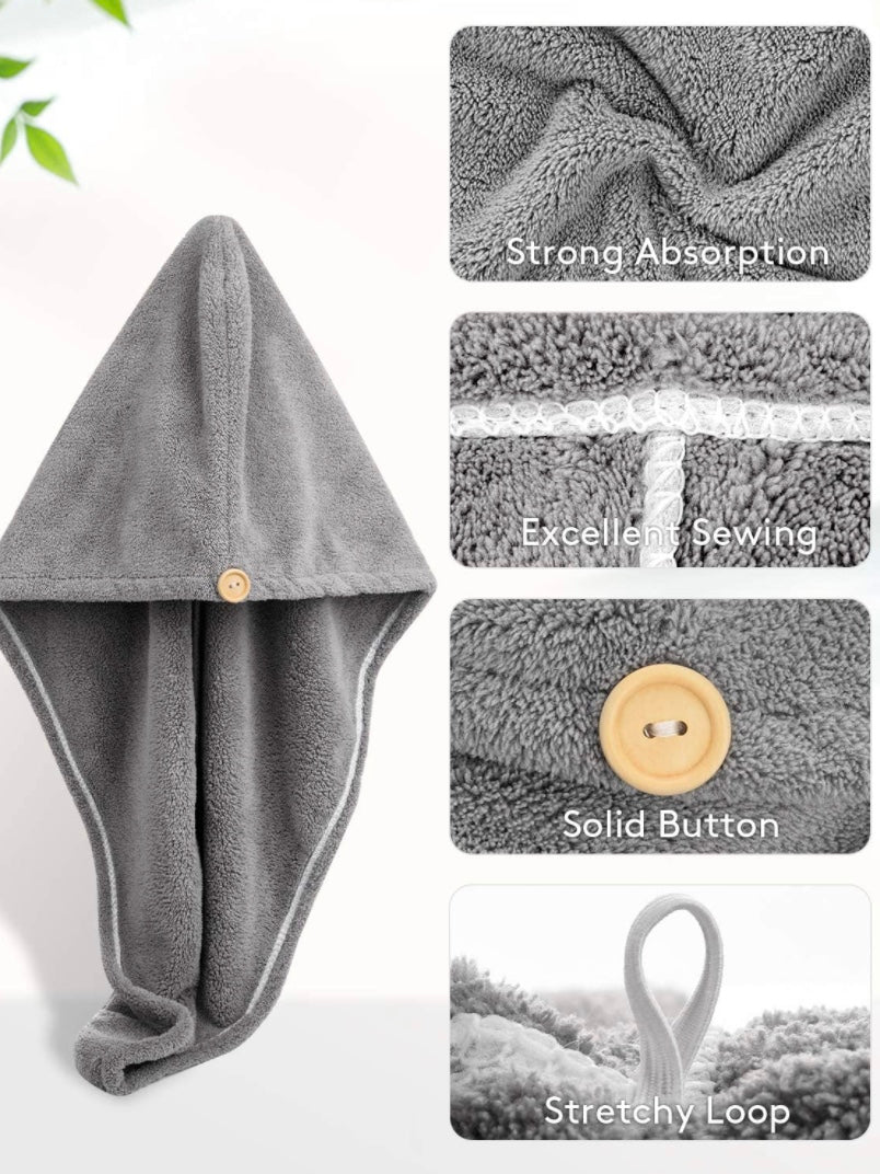 Gray, camel and brown drying hair wrap - Wapas