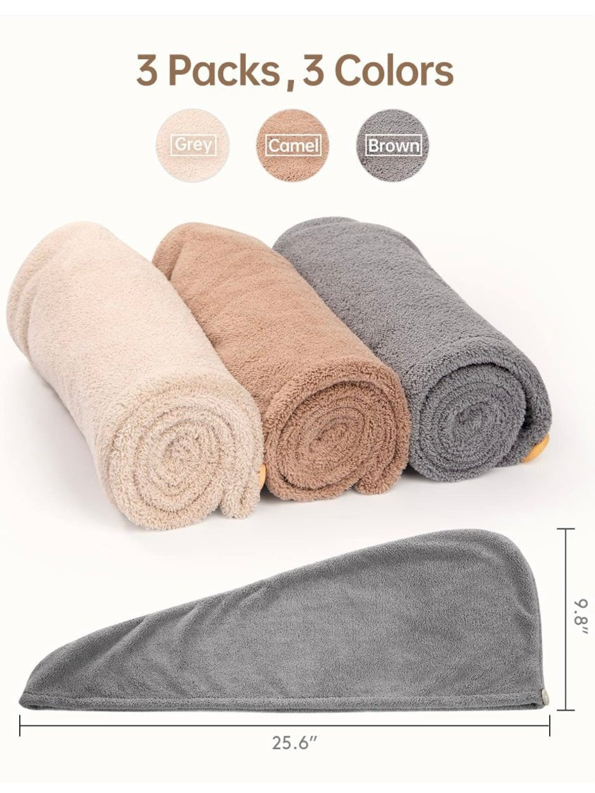 Gray, camel and brown drying hair wrap - Wapas