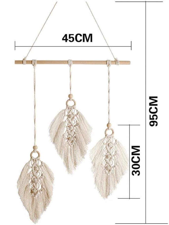 Leaves white macrame wall hanging - Wapas