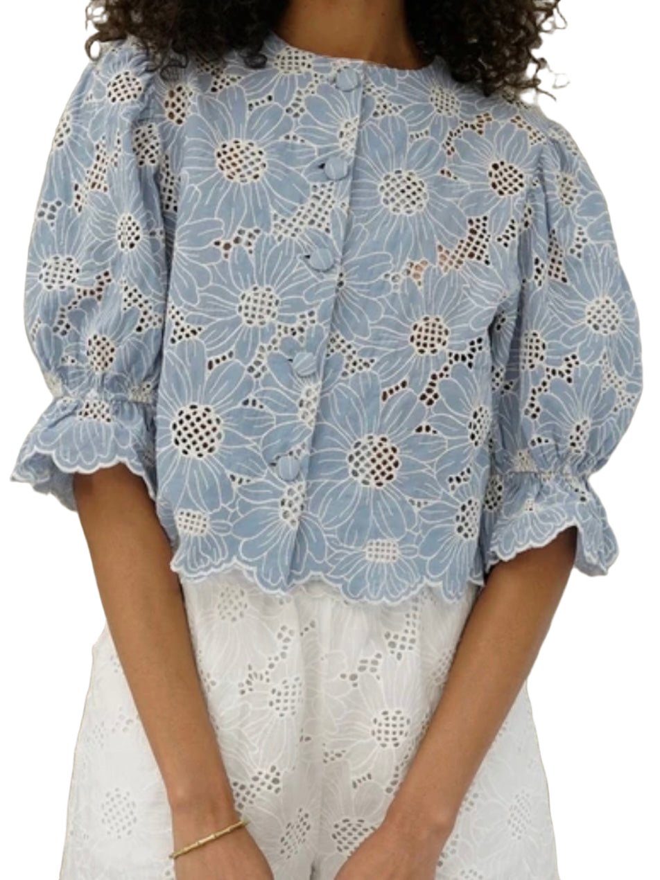 Arissa Lace Shirt - Blue