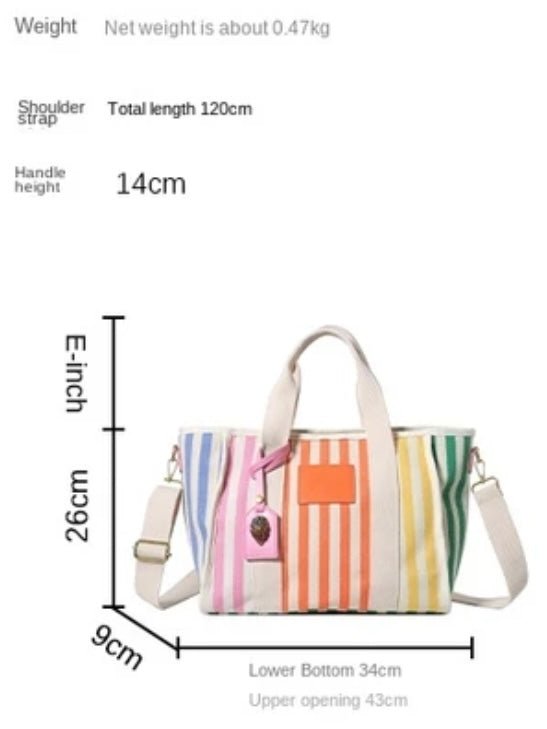 Multicolored stripes boho handbag - Wapas