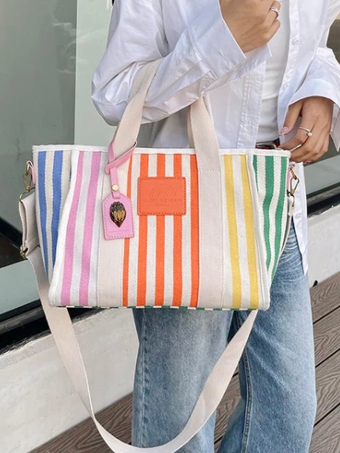 Multicolored stripes boho handbag - Wapas