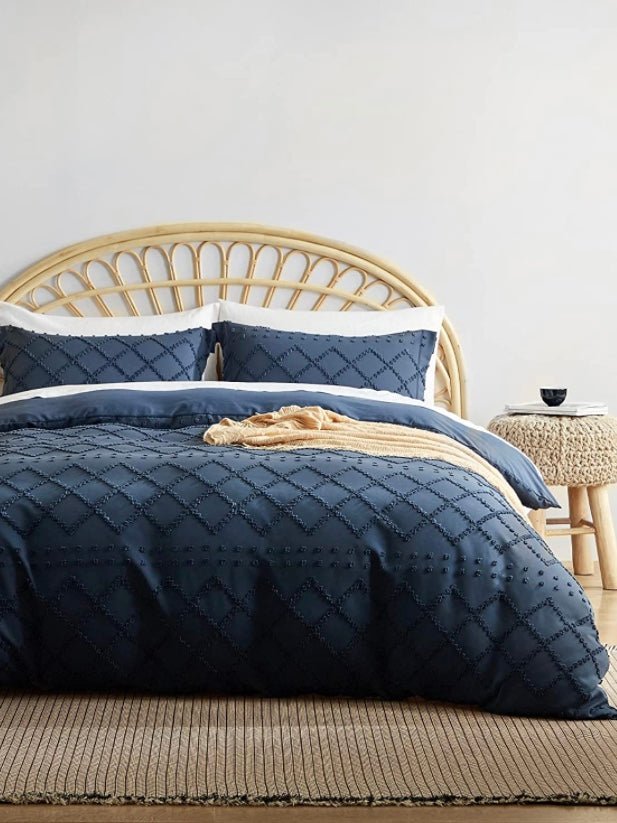 Navy blue shabby chic duvet cover set - Wapas