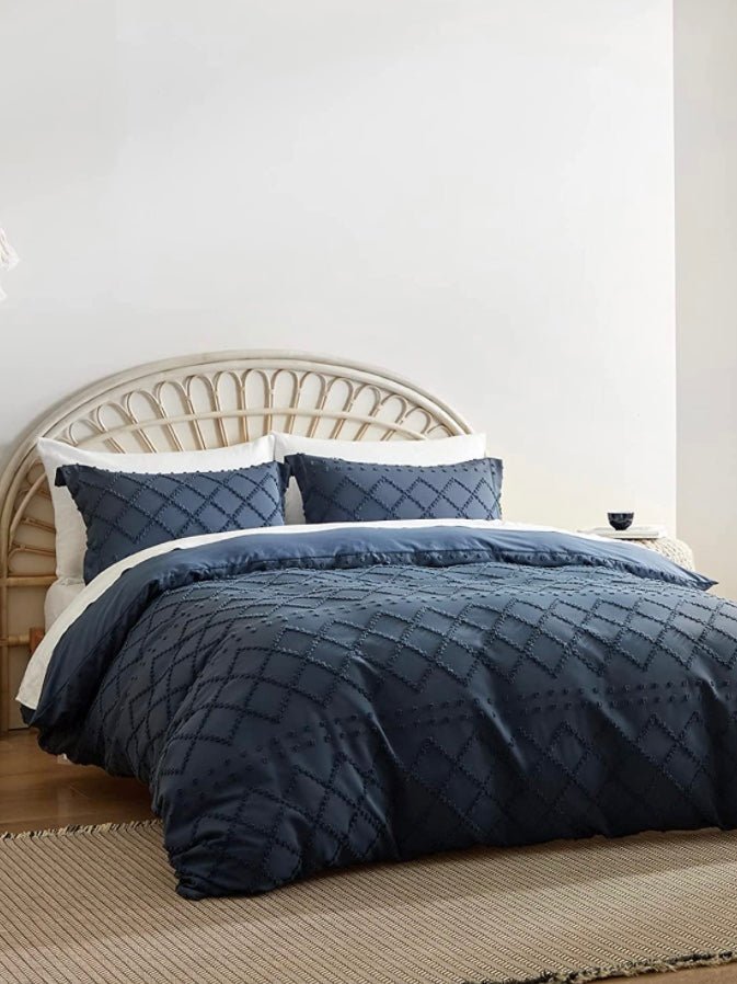 Navy blue shabby chic duvet cover set - Wapas
