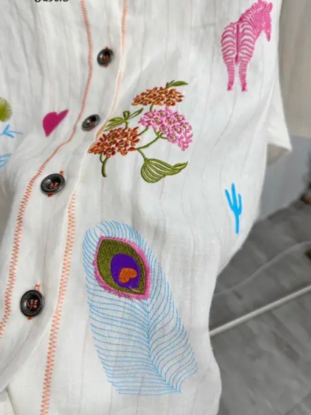 Off white embroidered set of 2 shirt and shorts pants - Wapas