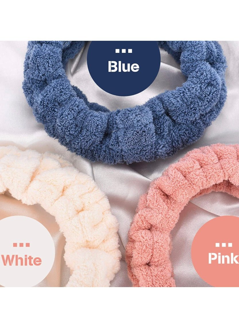 Pink, blue and beige padded facial headband - Wapas
