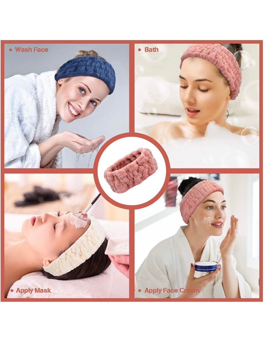 Pink, blue and beige padded facial headband - Wapas