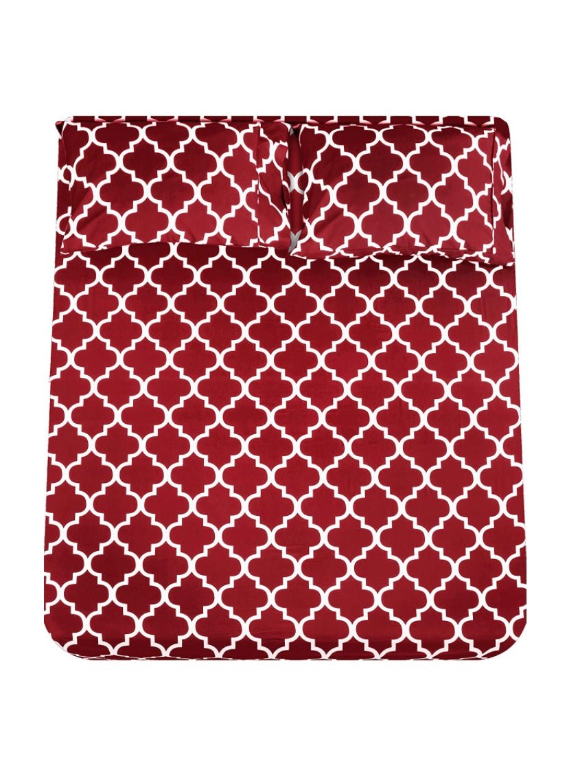 Red and white print sheets set - Wapas