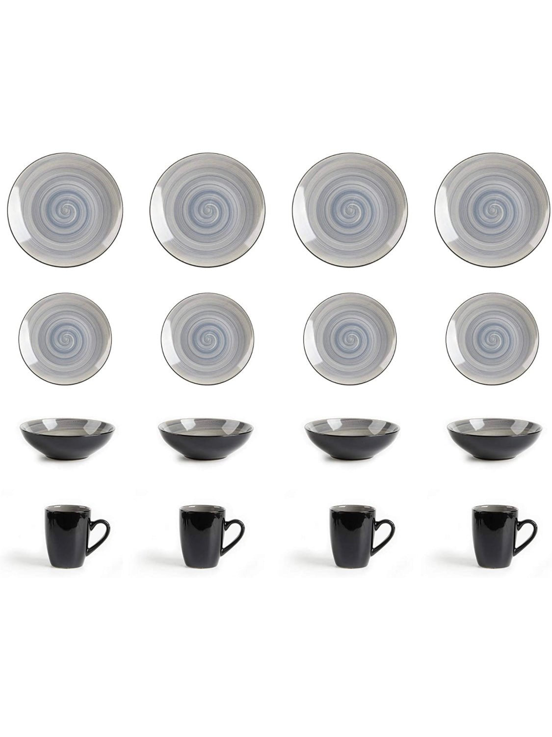 Set of 16 pieces gray tableware - Wapas