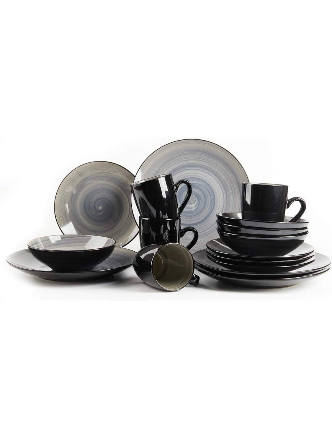 Set of 16 pieces gray tableware - Wapas