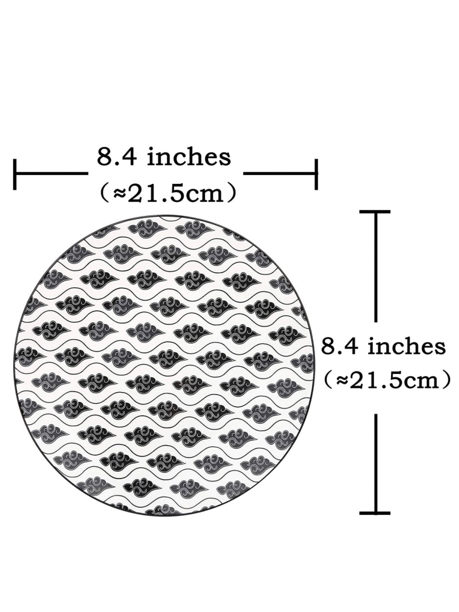 Set of 4 black and white salad or dessert plates - Wapas