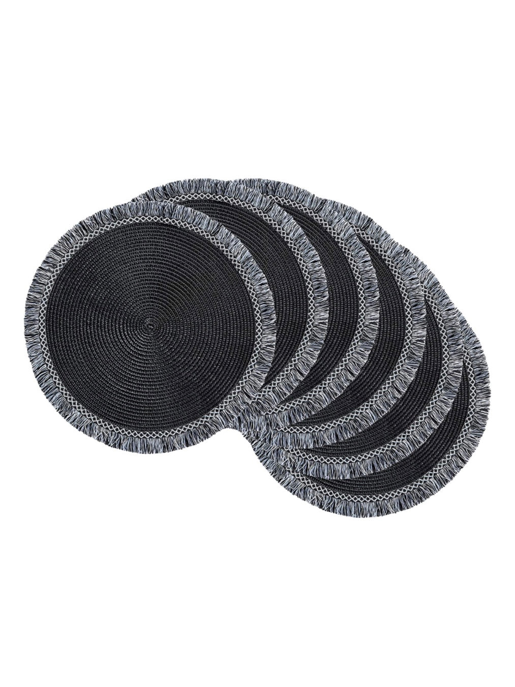 Set of 6 black round placemats - Wapas