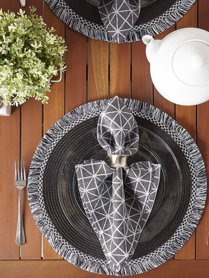 Set of 6 black round placemats - Wapas