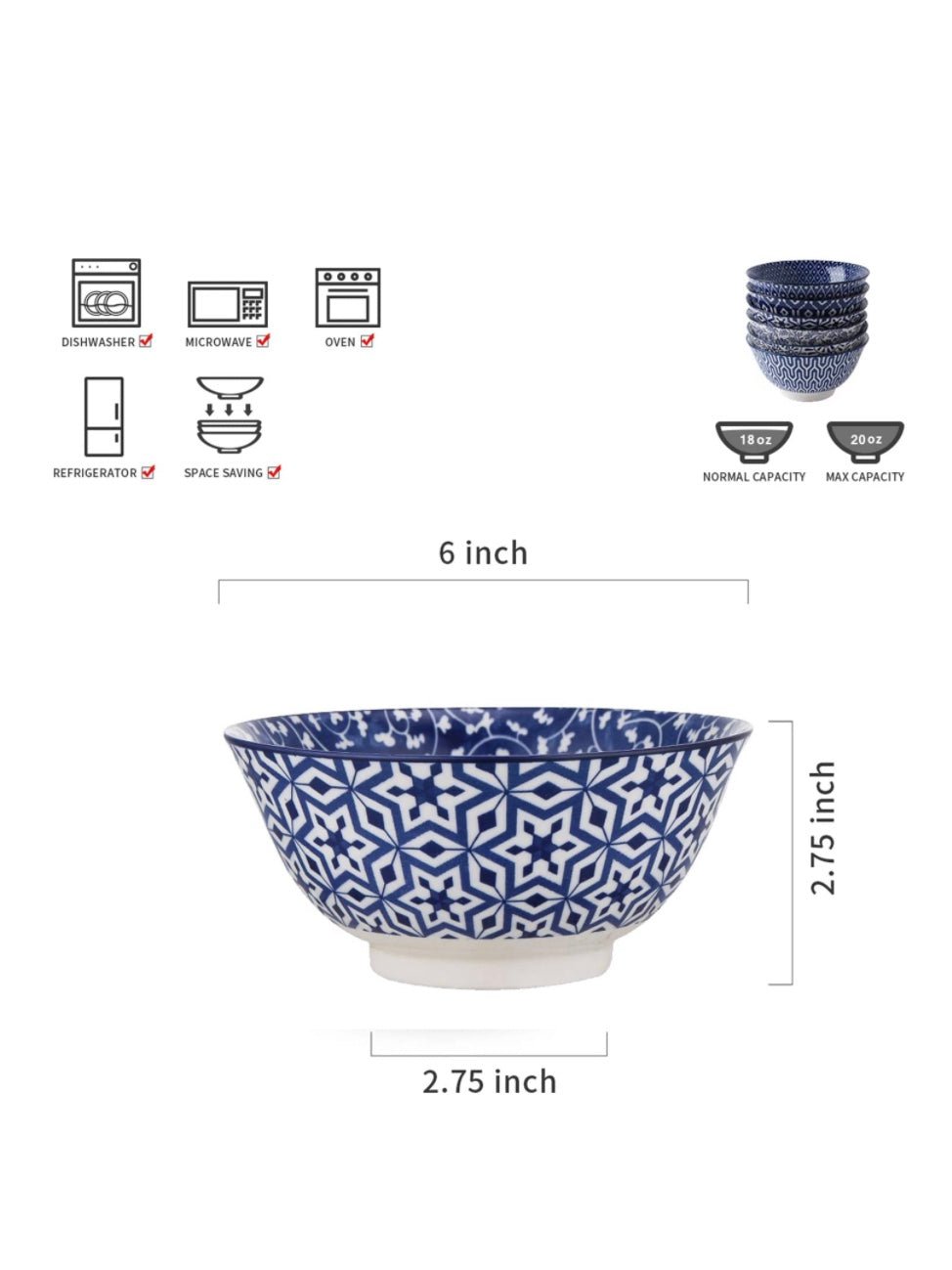 Set of 6 bowls tableware - Wapas