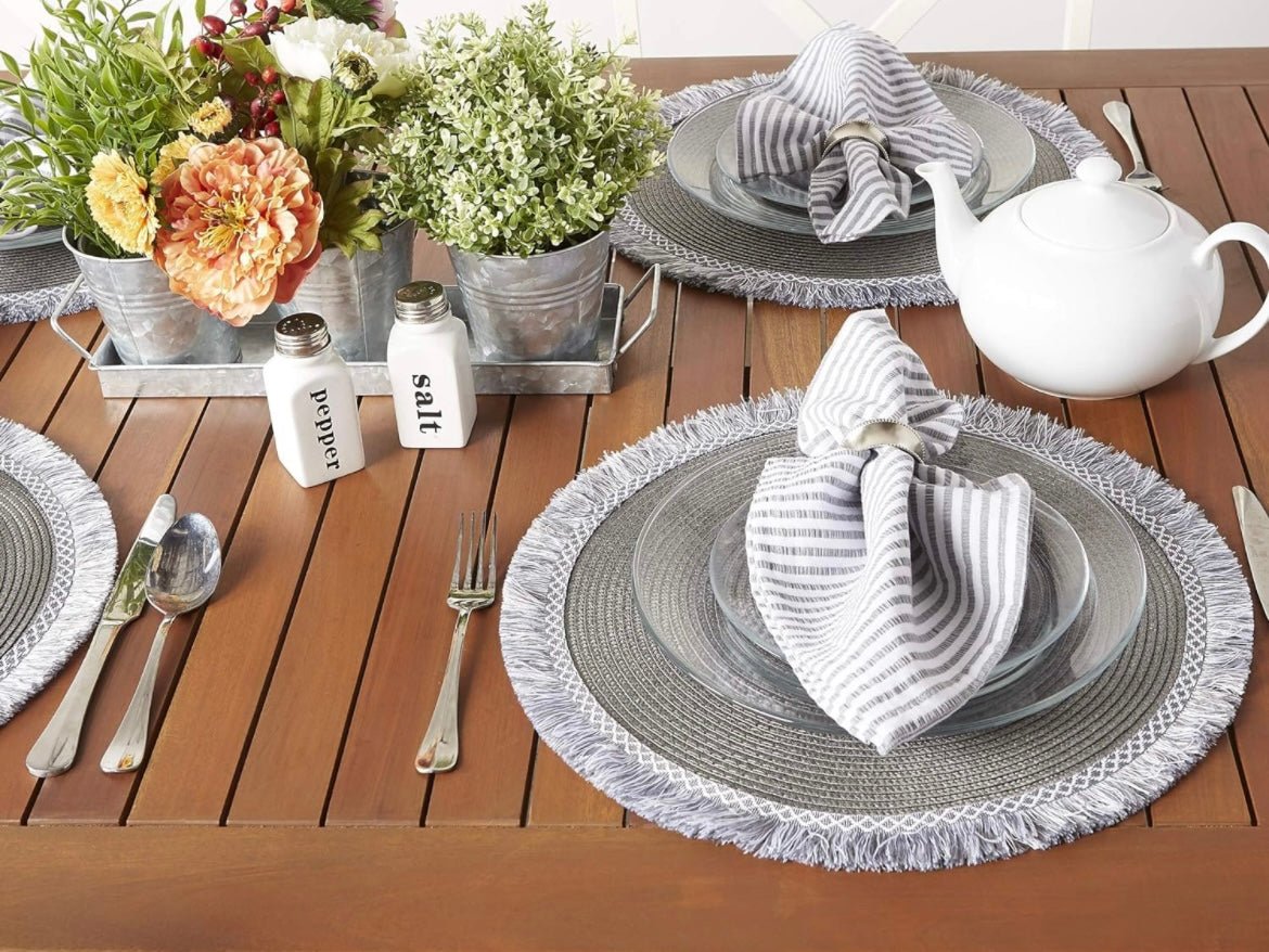 Set of 6 gray round placemats - Wapas