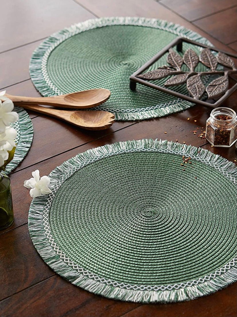 Set of 6 green round placemats - Wapas