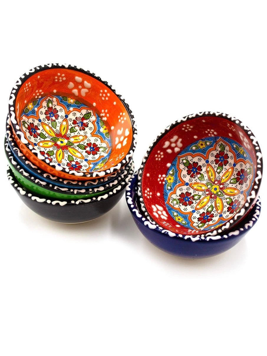 Set of 6 Turkish style multicolored ceramic bowls - Wapas
