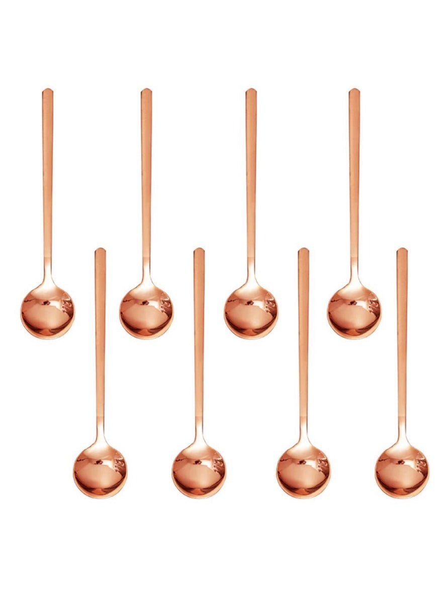 Set of 8 mini spoons rose gold modern cutlery - Wapas