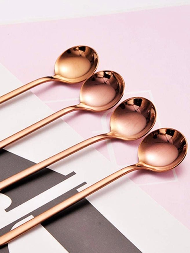 Set of 8 mini spoons rose gold modern cutlery - Wapas