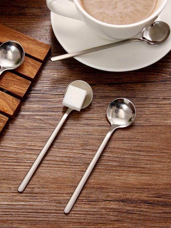 Set of 8 mini spoons silver modern cutlery - Wapas