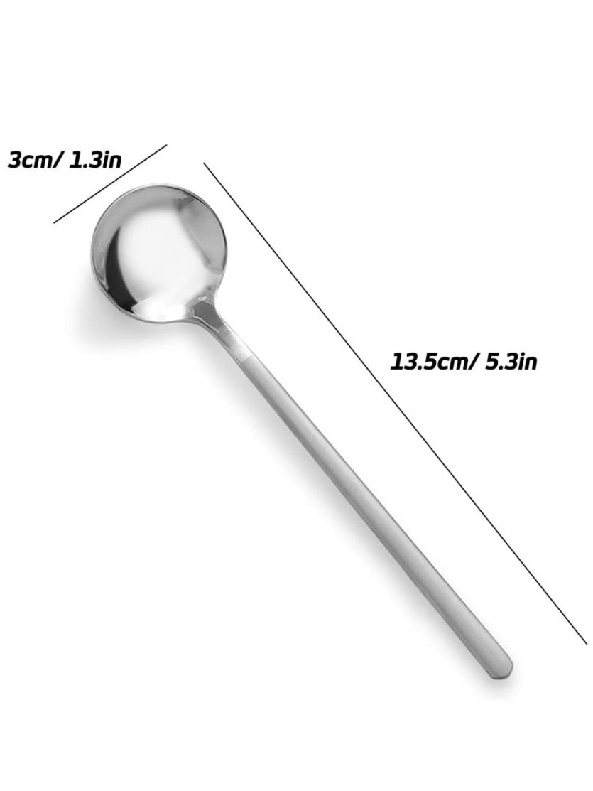Set of 8 mini spoons silver modern cutlery - Wapas