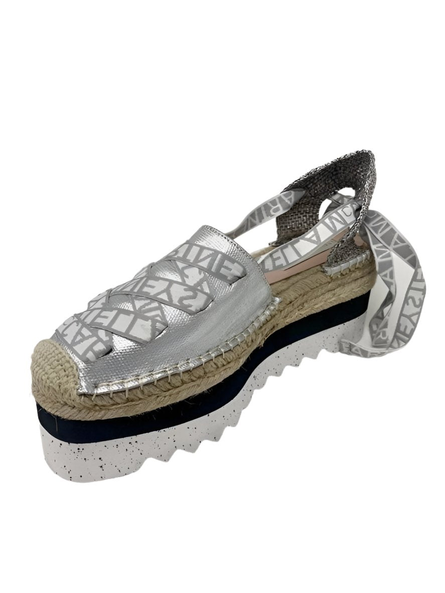 Silver canvas espadrilles tractor platform - Wapas