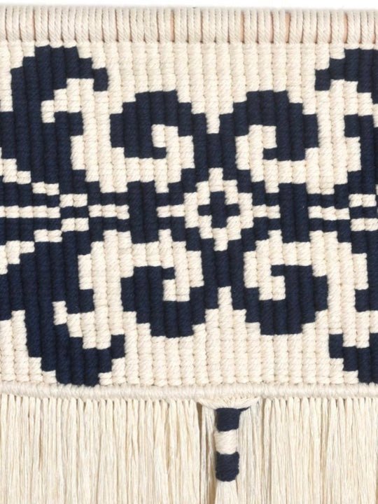 White and black macrame wall hanging - Wapas