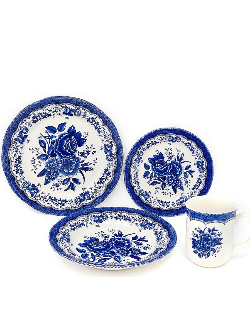 White and blue flowers pattern royal dinnerware - Wapas