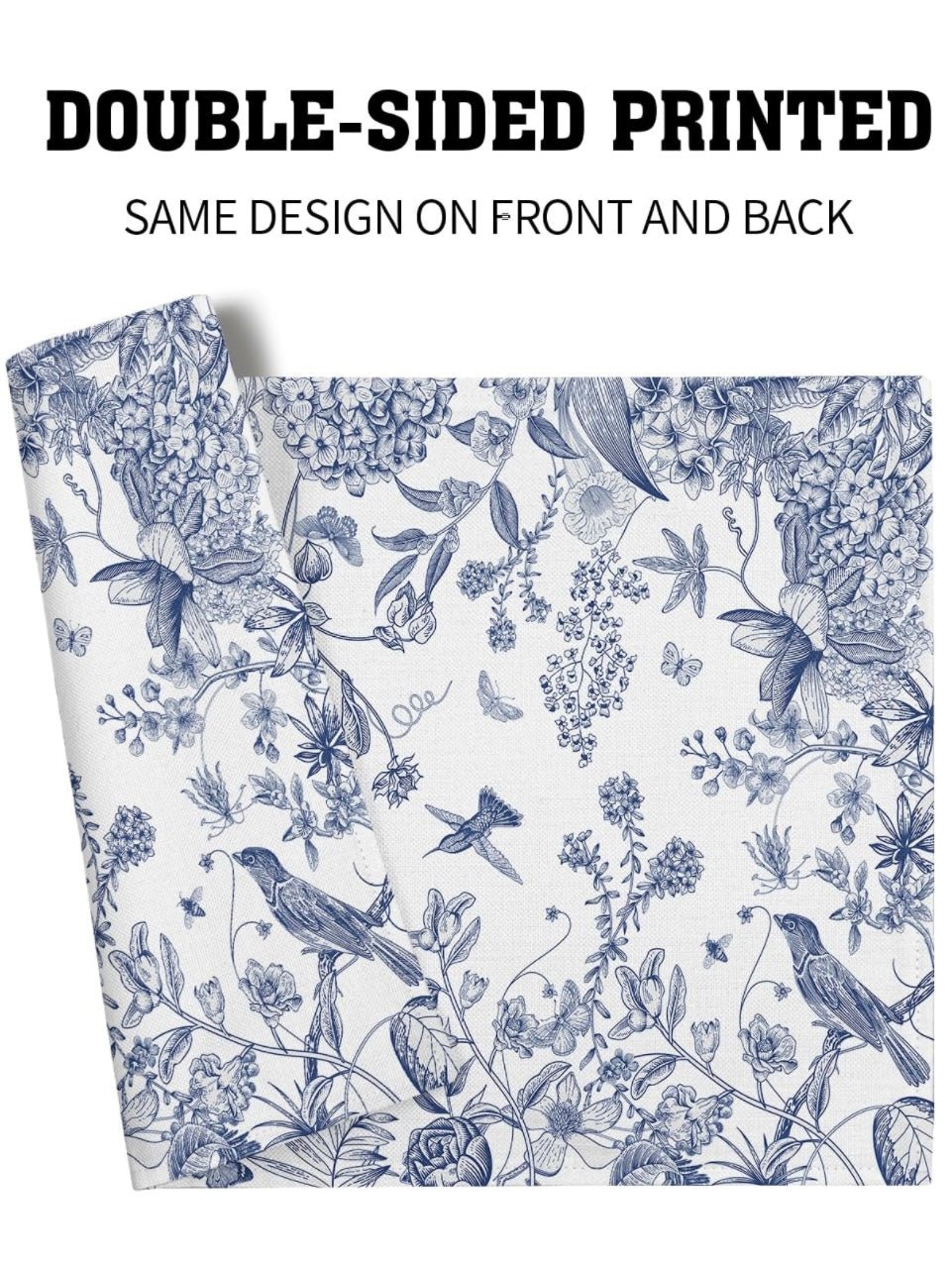 White and blue hydrangea rectangle placemats set - Wapas