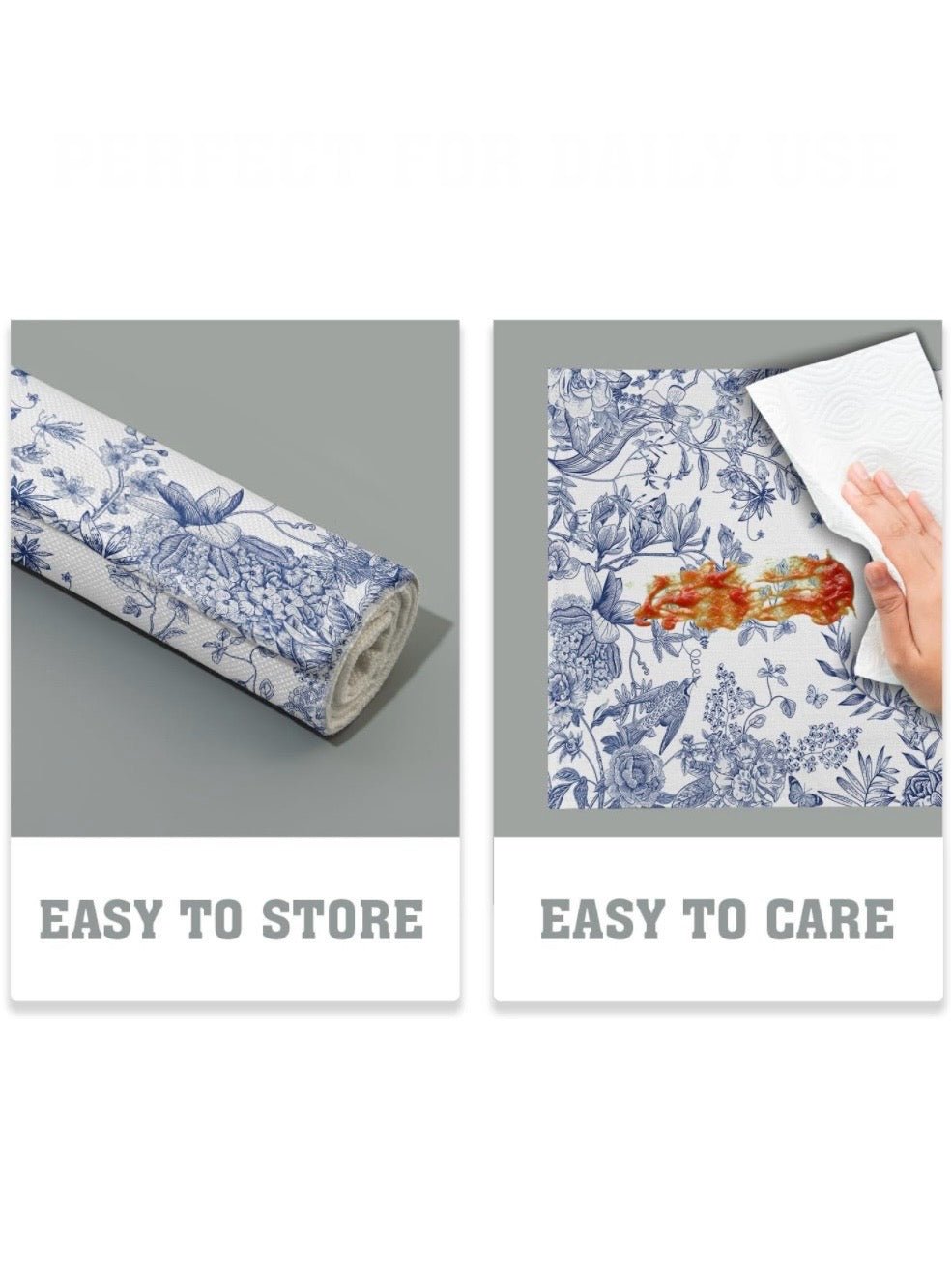 White and blue hydrangea rectangle placemats set - Wapas