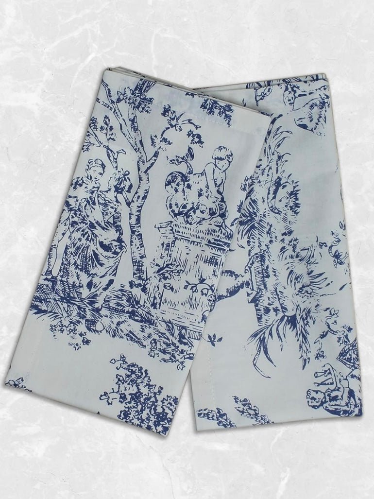 White and blue rectangle washable napkins set - Wapas