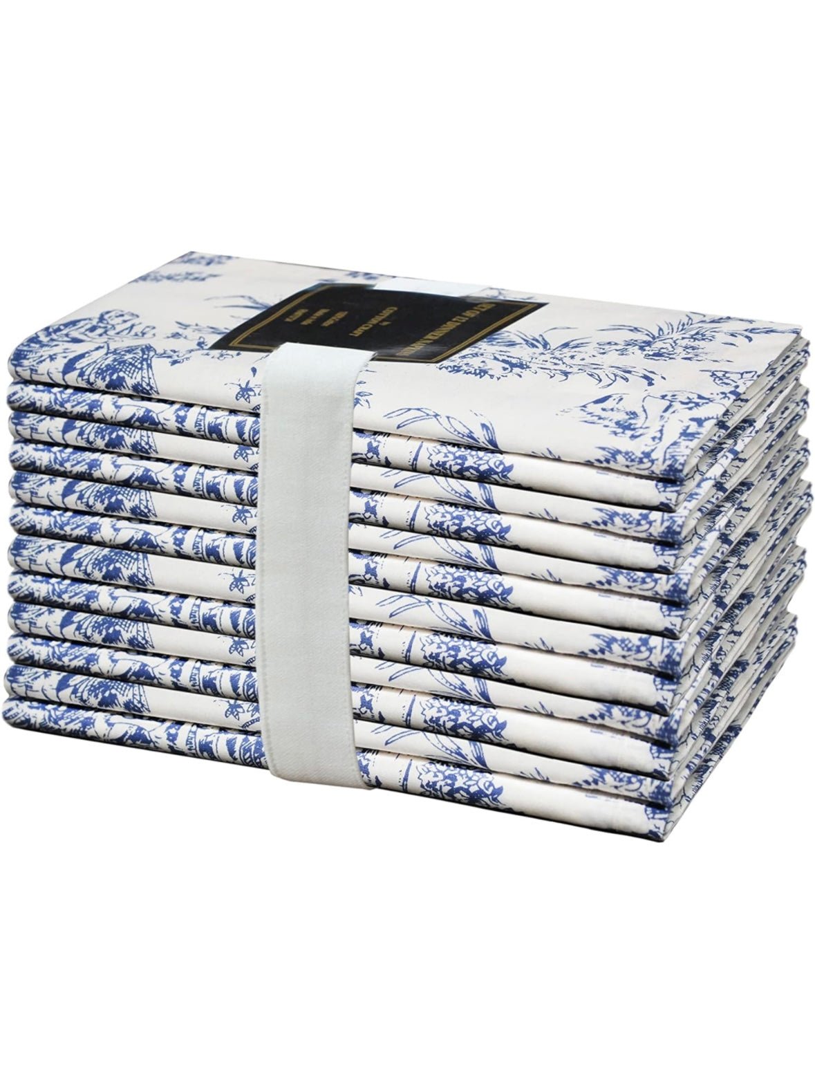 White and blue rectangle washable napkins set - Wapas