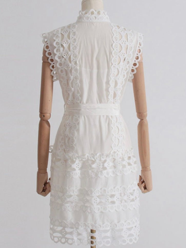 White embroidered lace mini dress - Wapas