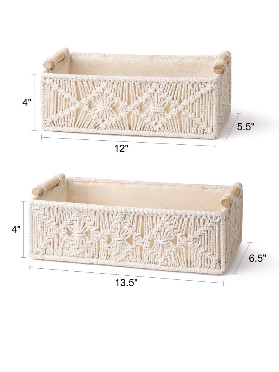 White macrame boxes. Set of 2 - Wapas