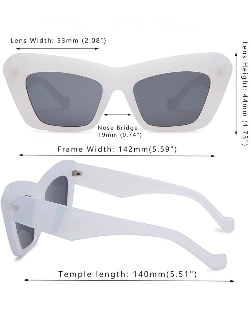 White/Gray cat eye retro sunglasses - Wapas