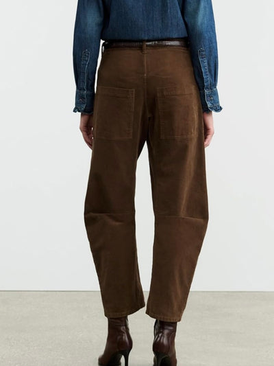 Oversized corduroy high waist barrel pants