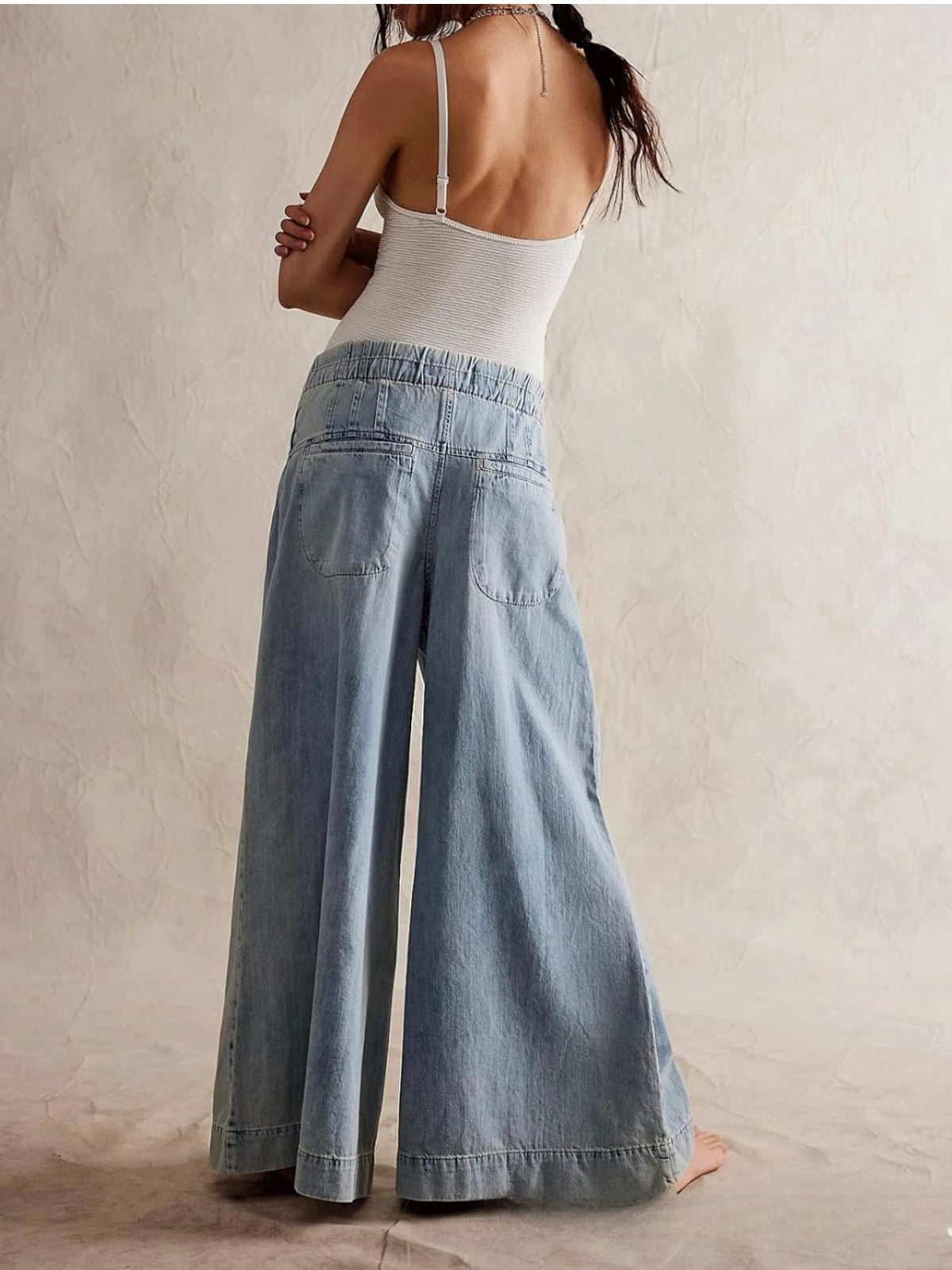 WASHED PINKTUCK WIDE LEG PANTS