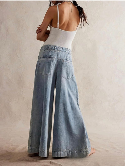 Washed pinktuck wide leg pants