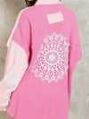 Pink crochet knitted jacket
