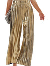 Gold pleaded shiny pants