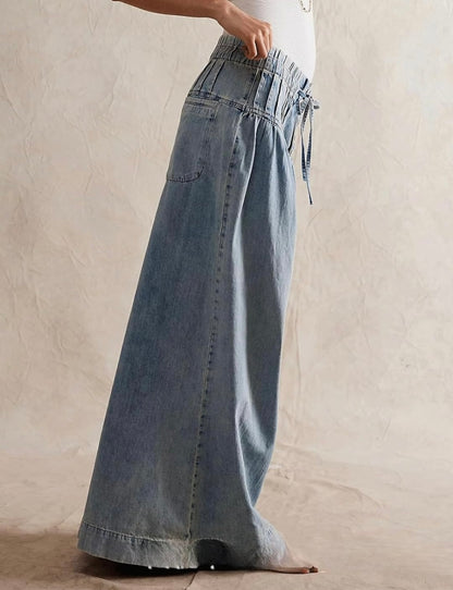 Washed pinktuck wide leg pants