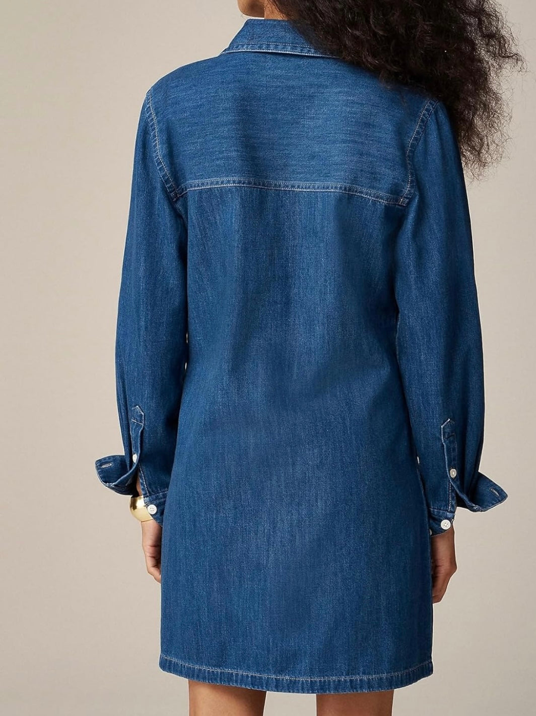 Long sleeve denim dress casual with pocket