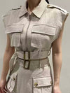 Beige zipper front top