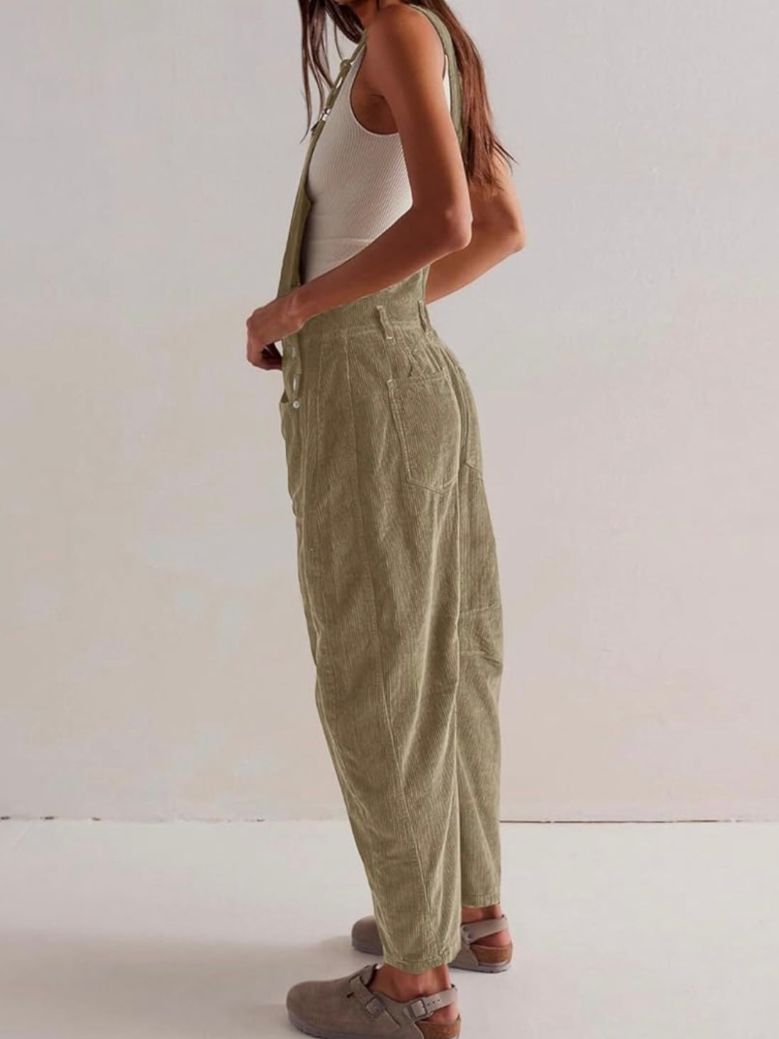 Beige corduroy jumper overall