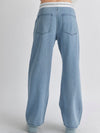 Light blue wide fold over waist pants